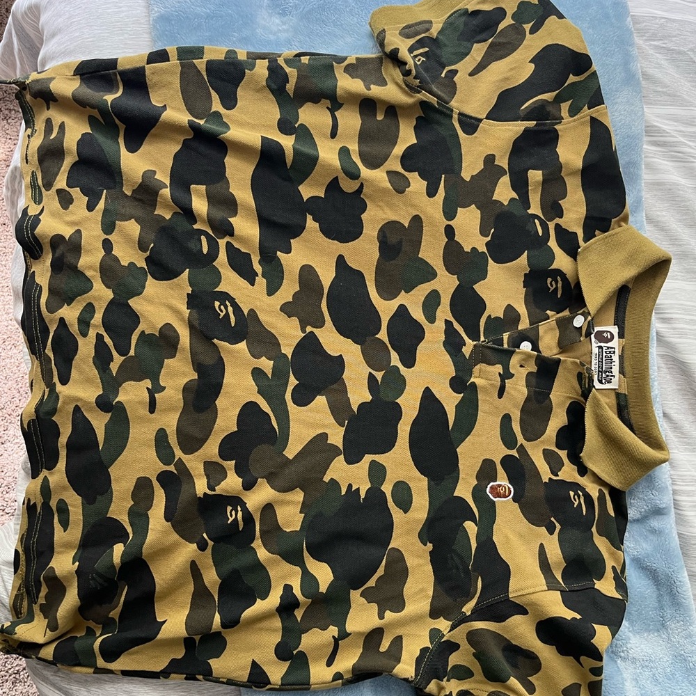 A Bathing Ape 1st Camo Jacquard Relax Fit Polo Shirt - Green